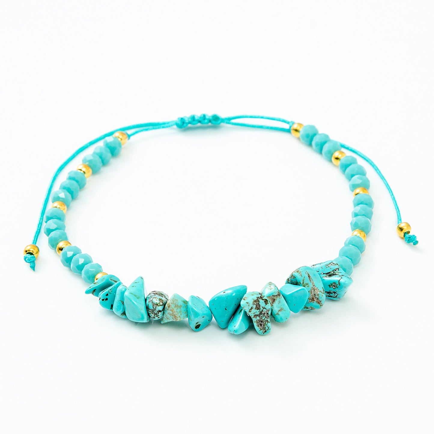 Fashion Color Block Natural Stone Beaded Drawstring Bracelets 1 Piece