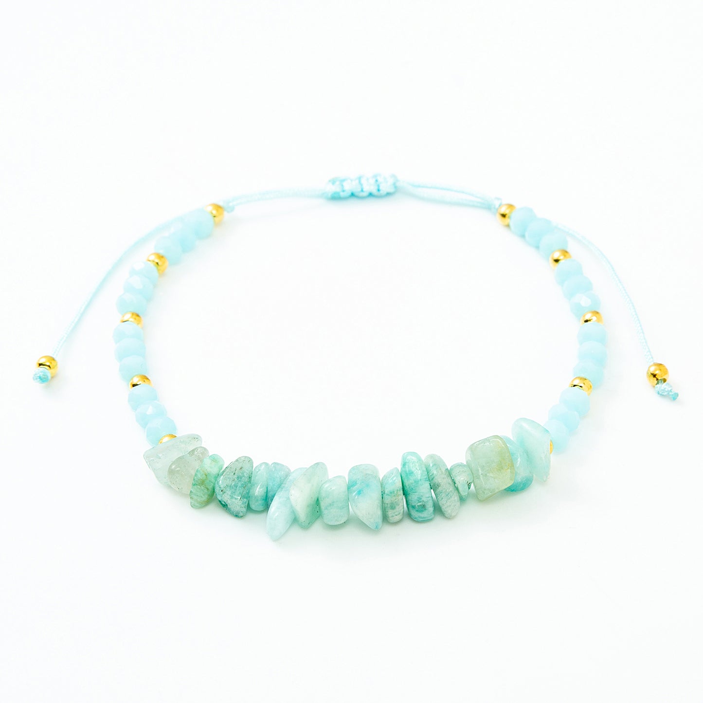 Fashion Color Block Natural Stone Beaded Drawstring Bracelets 1 Piece