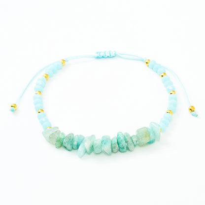 Fashion Color Block Natural Stone Beaded Drawstring Bracelets 1 Piece