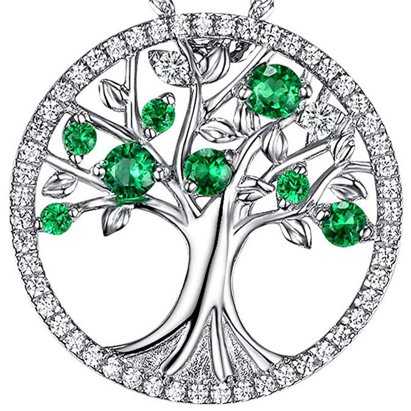 Fashion Tree Copper Plating Zircon Pendant Necklace