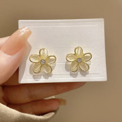 Wholesale Jewelry Fashion Flower Butterfly Copper Opal Zircon Inlay Drop Earrings