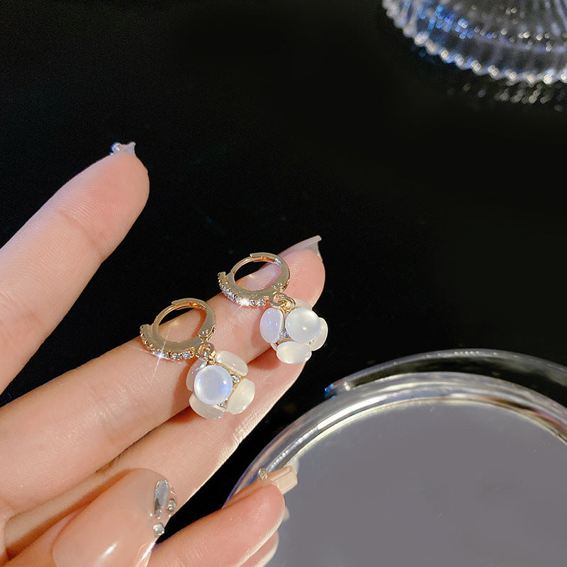 Wholesale Jewelry Fashion Flower Butterfly Copper Opal Zircon Inlay Drop Earrings