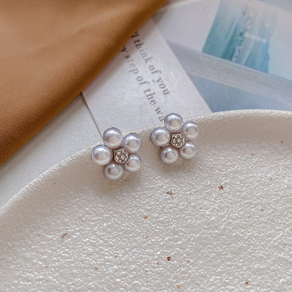 1 Pair Fashion Heart Shape Flower Alloy Inlay Artificial Pearls Zircon Women's Ear Studs