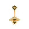 Fashion Flower Bee Stainless Steel Plating Artificial Gemstones Belly Ring