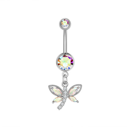 Fashion Flower Bee Stainless Steel Plating Artificial Gemstones Belly Ring