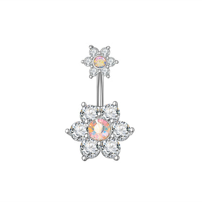 Fashion Flower Bee Stainless Steel Plating Artificial Gemstones Belly Ring