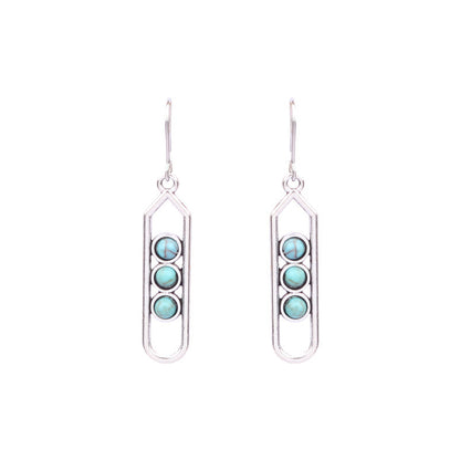 1 Pair Ethnic Style Geometric Alloy Plating Turquoise Women's Drop Earrings