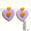 1 Pair Pastoral Heart Shape Arylic Patchwork Women'S Drop Earrings