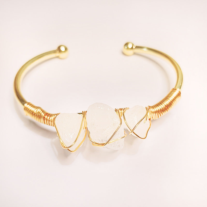 Simple Style Irregular Natural Stone Bangle 1 Piece