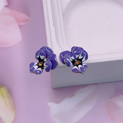 1 Pair Fashion Flower Alloy Enamel Women's Ear Studs