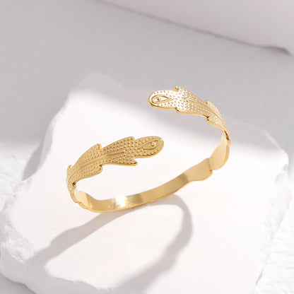 Fashion Feather Titanium Steel Plating Bangle 1 Piece