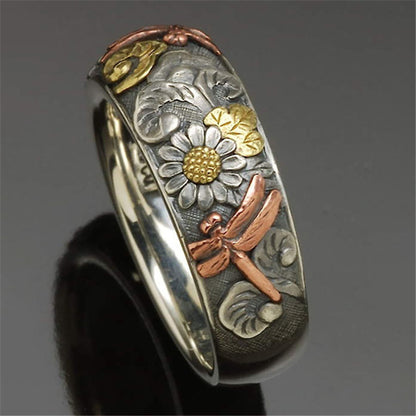 1 Piece Fashion Flower Alloy Printing Women's Rings