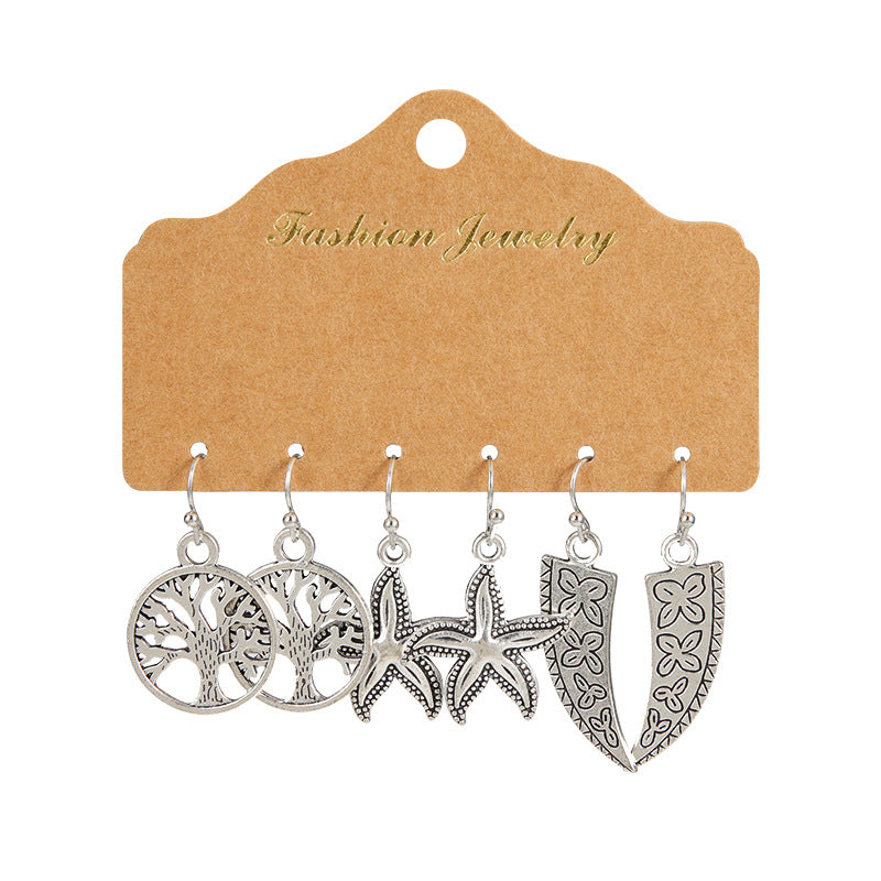 1 Set Fashion Leaves Starfish Metal Plating Women's Drop Earrings Earrings