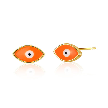 1 Pair Retro Sweet Triangle Devil's Eye Heart Shape Enamel Plating Inlay Copper Zircon 18k Gold Plated Ear Studs