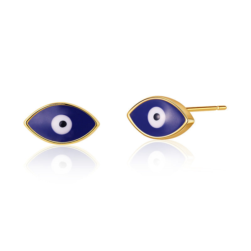 1 Pair Retro Sweet Triangle Devil's Eye Heart Shape Enamel Plating Inlay Copper Zircon 18k Gold Plated Ear Studs