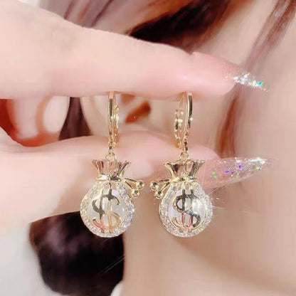 1 Pair Fashion Square Heart Shape Flower Inlay Metal Rhinestones Pearl Earrings