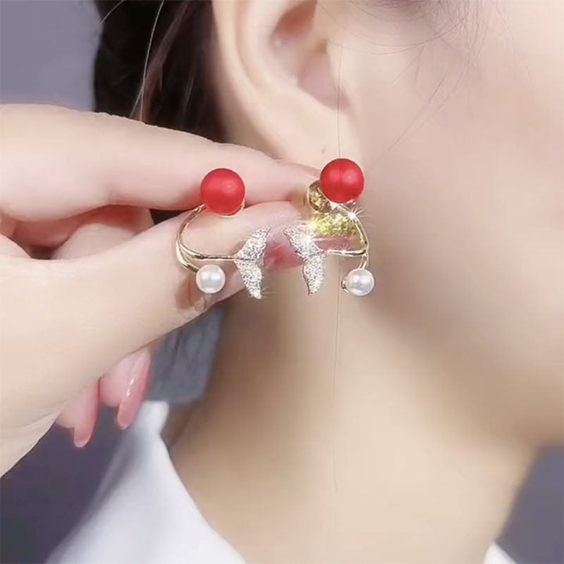 1 Pair Fashion Square Heart Shape Flower Inlay Metal Rhinestones Pearl Earrings