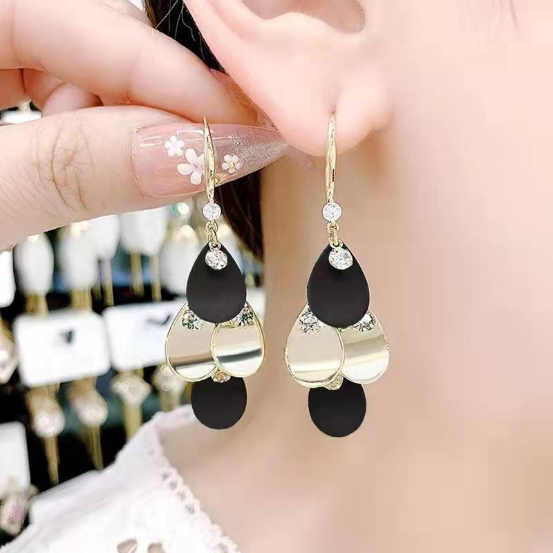 1 Pair Fashion Square Heart Shape Flower Inlay Metal Rhinestones Pearl Earrings