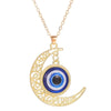 1 Piece Retro Devil's Eye Moon Alloy Hollow Out Rhinestones Women's Pendant Necklace