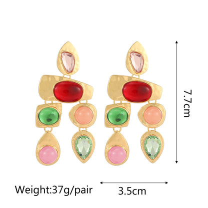 1 Pair Retro Flower Steel Needle Inlay Artificial Pearls Zircon Women'S Earrings