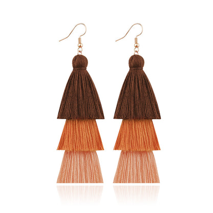 1 Pair Fashion Tassel Alloy Cotton Thread Handmade Women's Drop Earrings