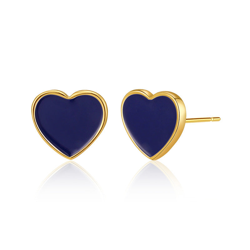 1 Pair Retro Sweet Triangle Devil's Eye Heart Shape Enamel Plating Inlay Copper Zircon 18k Gold Plated Ear Studs