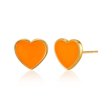 1 Pair Retro Sweet Triangle Devil's Eye Heart Shape Enamel Plating Inlay Copper Zircon 18k Gold Plated Ear Studs