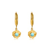 1 Pair Simple Style Flower Plating Inlay 304 Stainless Steel Turquoise 18K Gold Plated Drop Earrings