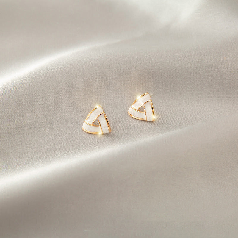 1 Pair Simple Style Triangle Square Flower Metal Plating Inlay Rhinestones Pearl Women's Earrings