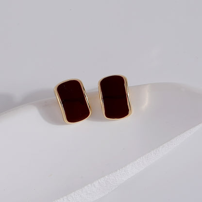 1 Pair Vintage Style Simple Style Geometric Square Plating Copper 18K Gold Plated Ear Studs