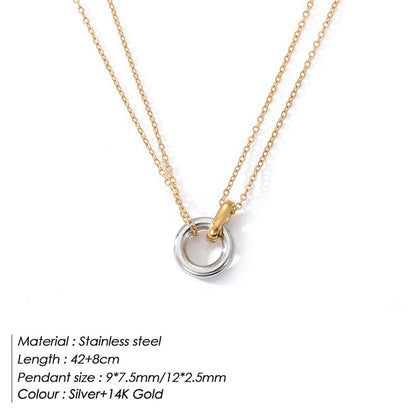 Simple Style Circle Stainless Steel Plating Pendant Necklace 1 Piece