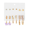 Retro Round Alloy Plating Artificial Pearls Women's Earrings Ear Studs 6-piece Set