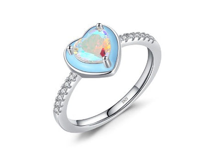 Fashion Heart Shape Sterling Silver Inlay Zircon Rings 1 Piece