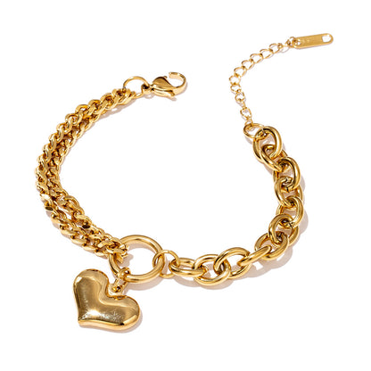 Fashion Heart Shape Titanium Steel Plating Bracelets