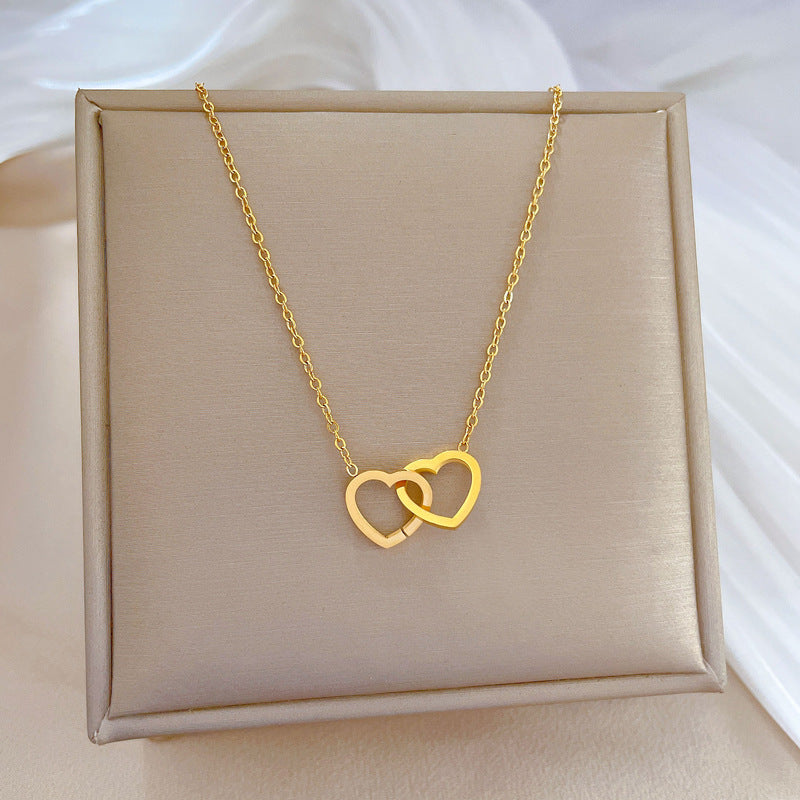 Simple Style Heart Shape Titanium Steel Copper Plating Gold Plated Pendant Necklace