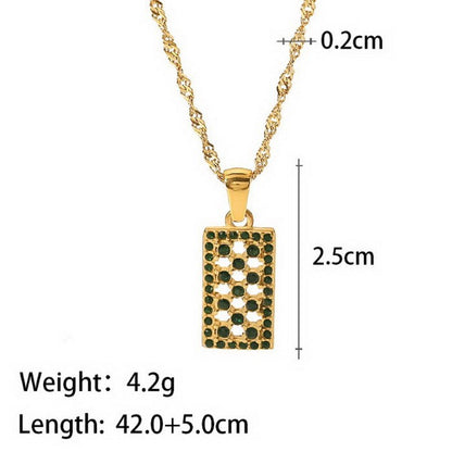 Lady Lattice Titanium Steel Plating Inlay Rhinestones Pendant Necklace 1 Piece