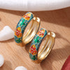 Fashion Flower Copper Enamel Plating Hoop Earrings 1 Pair