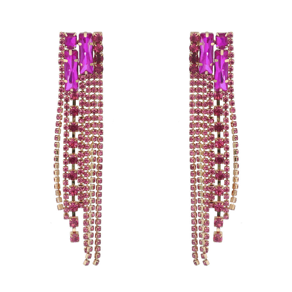 1 Pair Fashion Geometric Alloy Plating Rhinestones Women's Drop Earrings