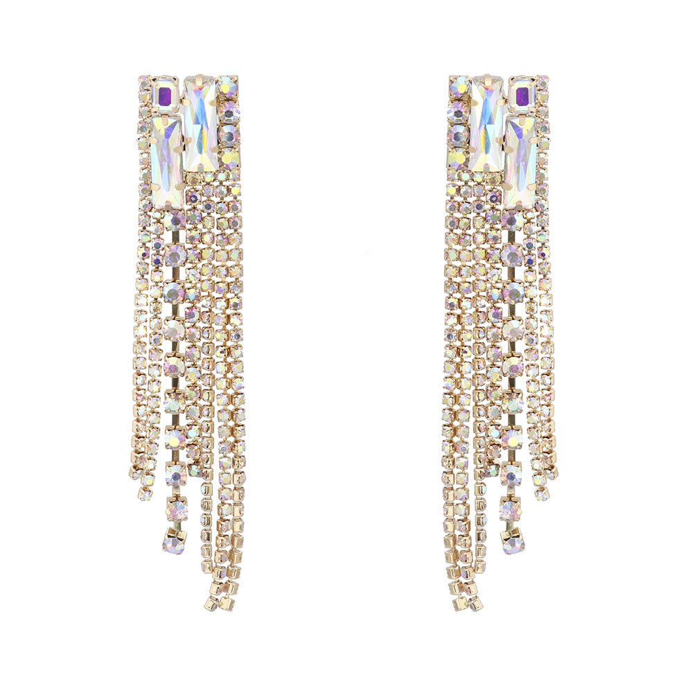 1 Pair Fashion Geometric Alloy Plating Rhinestones Women's Drop Earrings