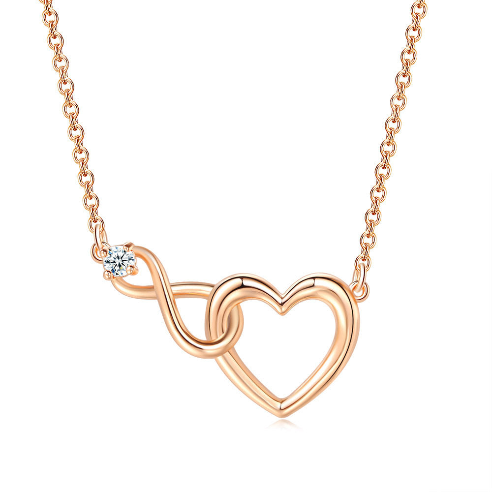 Sweet Simple Style Infinity Heart Shape Copper Inlay Zircon Bracelets Necklace