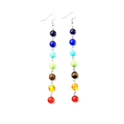 Fashion Tassel Alloy Natural Stone Beaded Drop Earrings 1 Pair