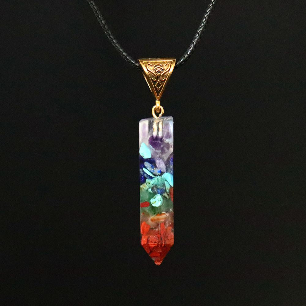 Ethnic Style Hexagonal Prism Synthetic Resin Natural Stone Necklace 1 Piece