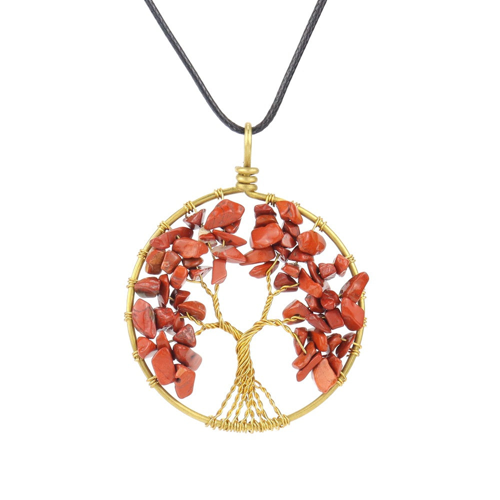 Ethnic Style Tree Agate Beaded Hollow Out Pendant Necklace 1 Piece