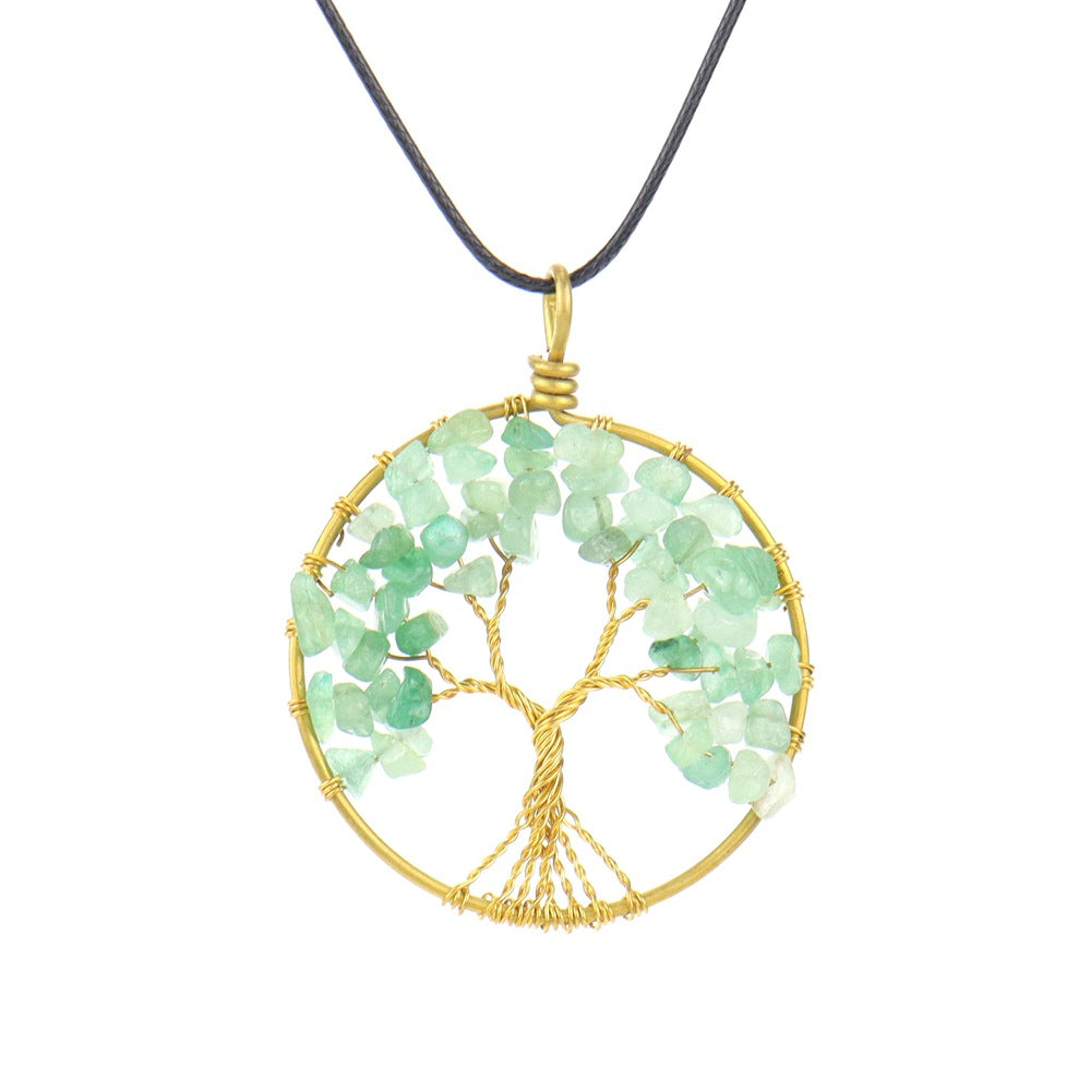 Ethnic Style Tree Agate Beaded Hollow Out Pendant Necklace 1 Piece