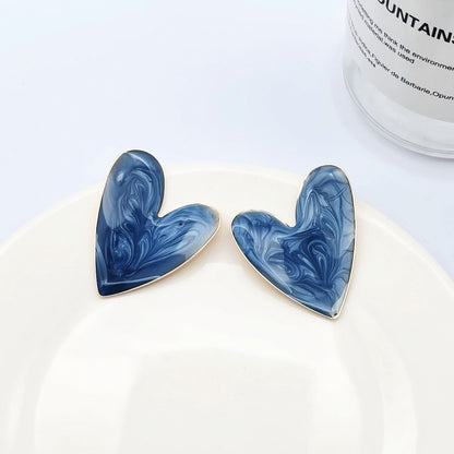 1 Pair Fashion Heart Shape Metal Stoving Varnish Valentine's Day Women's Ear Studs