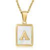 Simple Style Letter Stainless Steel Titanium Steel Plating Inlay Shell 18k Gold Plated Pendant Necklace