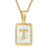 Simple Style Letter Stainless Steel Titanium Steel Plating Inlay Shell 18k Gold Plated Pendant Necklace