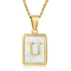 Simple Style Letter Stainless Steel Titanium Steel Plating Inlay Shell 18k Gold Plated Pendant Necklace