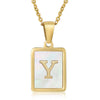 Simple Style Letter Stainless Steel Titanium Steel Plating Inlay Shell 18k Gold Plated Pendant Necklace