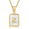 Simple Style Letter Stainless Steel Titanium Steel Plating Inlay Shell 18k Gold Plated Pendant Necklace